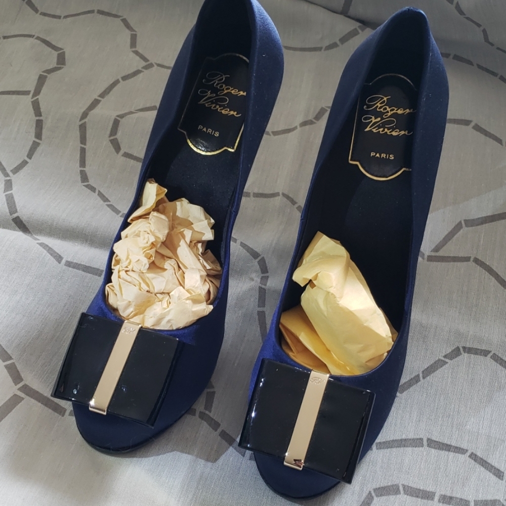 Roger Vivier Blue Silk Pumps